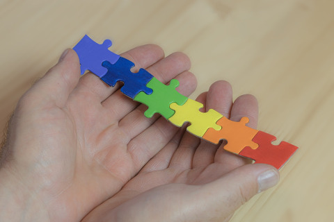 puzzle pieces closeup colorful